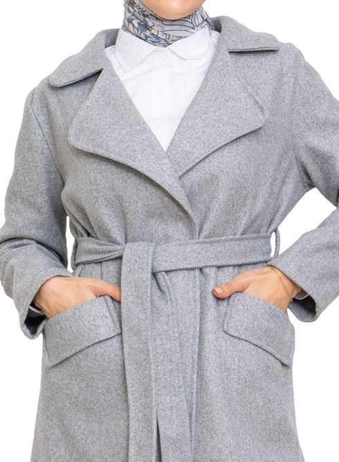 Grey Long Feather Jacket - Khotwh